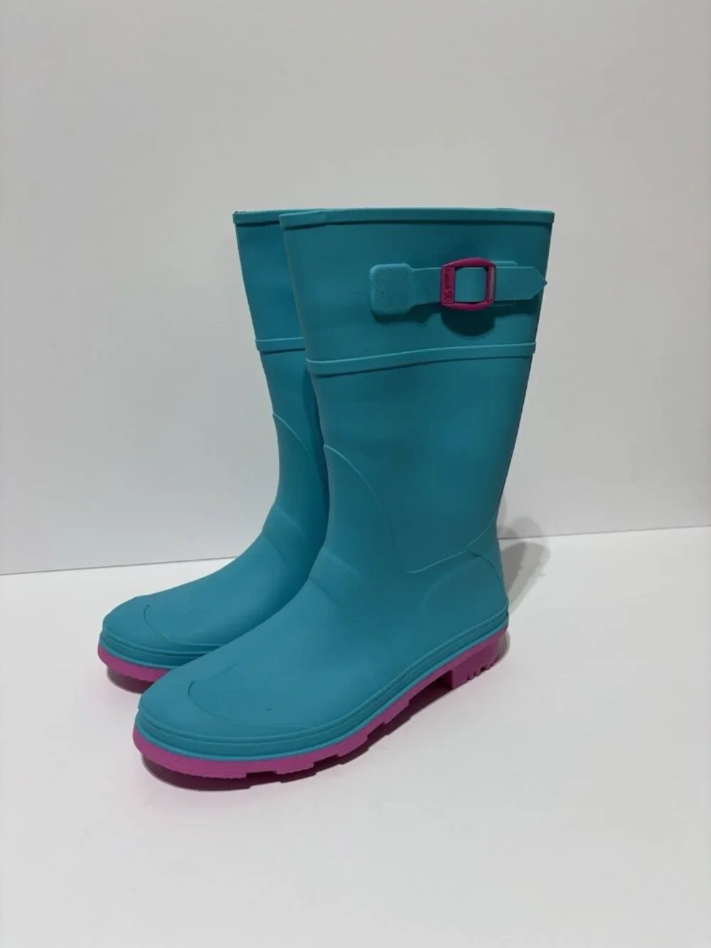 Kamik Youth Raindrops Teal Blue Rain Boots, Girls’ Size 6 M